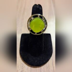 paparazzi Lime Green Cabochon Ring with Silver Frame